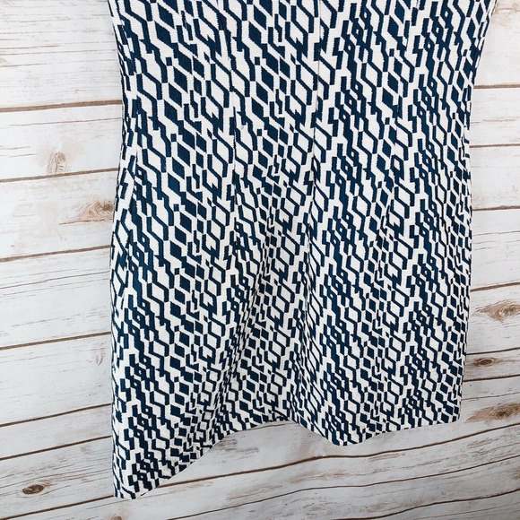 Anthropologie Moulinette Soeurs beaded neckline blue & white lined Dress Size 2 - Picture 9 of 11